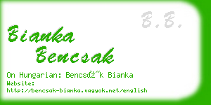 bianka bencsak business card